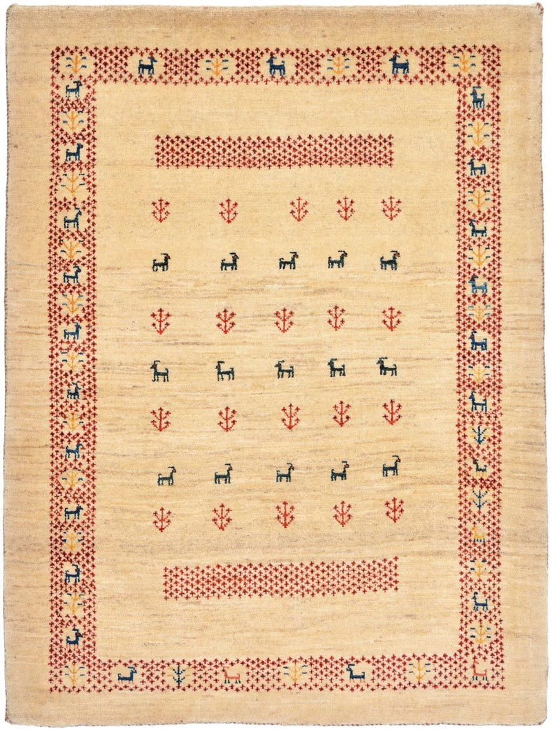 Gabbeh Teppich - Loribaft Perser 113 x 84 cm - beige