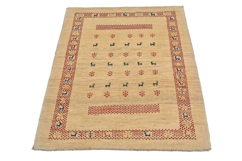 Gabbeh Teppich - Loribaft Perser 113 x 84 cm - beige