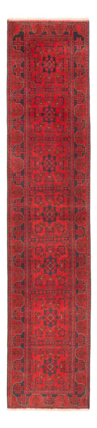 Tapis de couloir Tapis afghan - Kunduz - 390 x 80 cm - rouge
