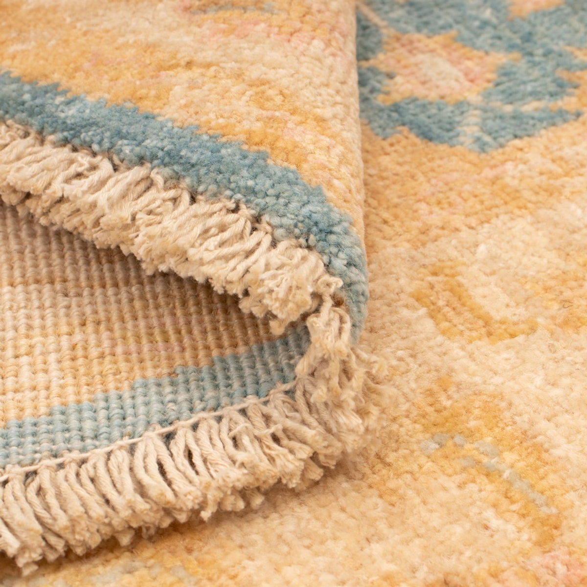 Ziegler Teppich rund  - 97 x 99 cm - hellblau