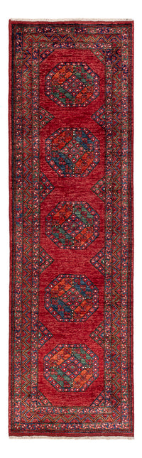 Tapis de couloir Tapis afghan - Kunduz - 291 x 87 cm - rouge