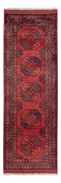 Tapis de couloir Tapis afghan - Kunduz - 260 x 83 cm - rouge