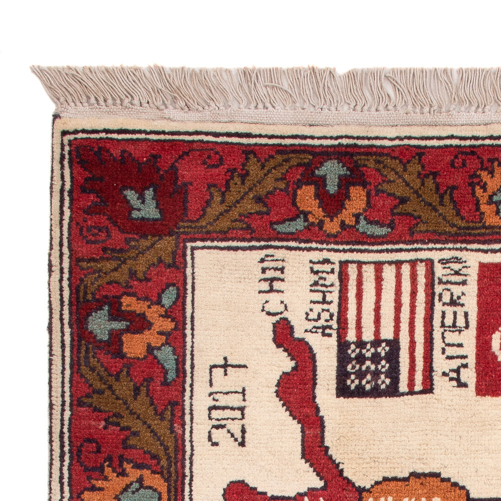 Afghan Teppich - Landkarte - 115 x 74 cm - mehrfarbig