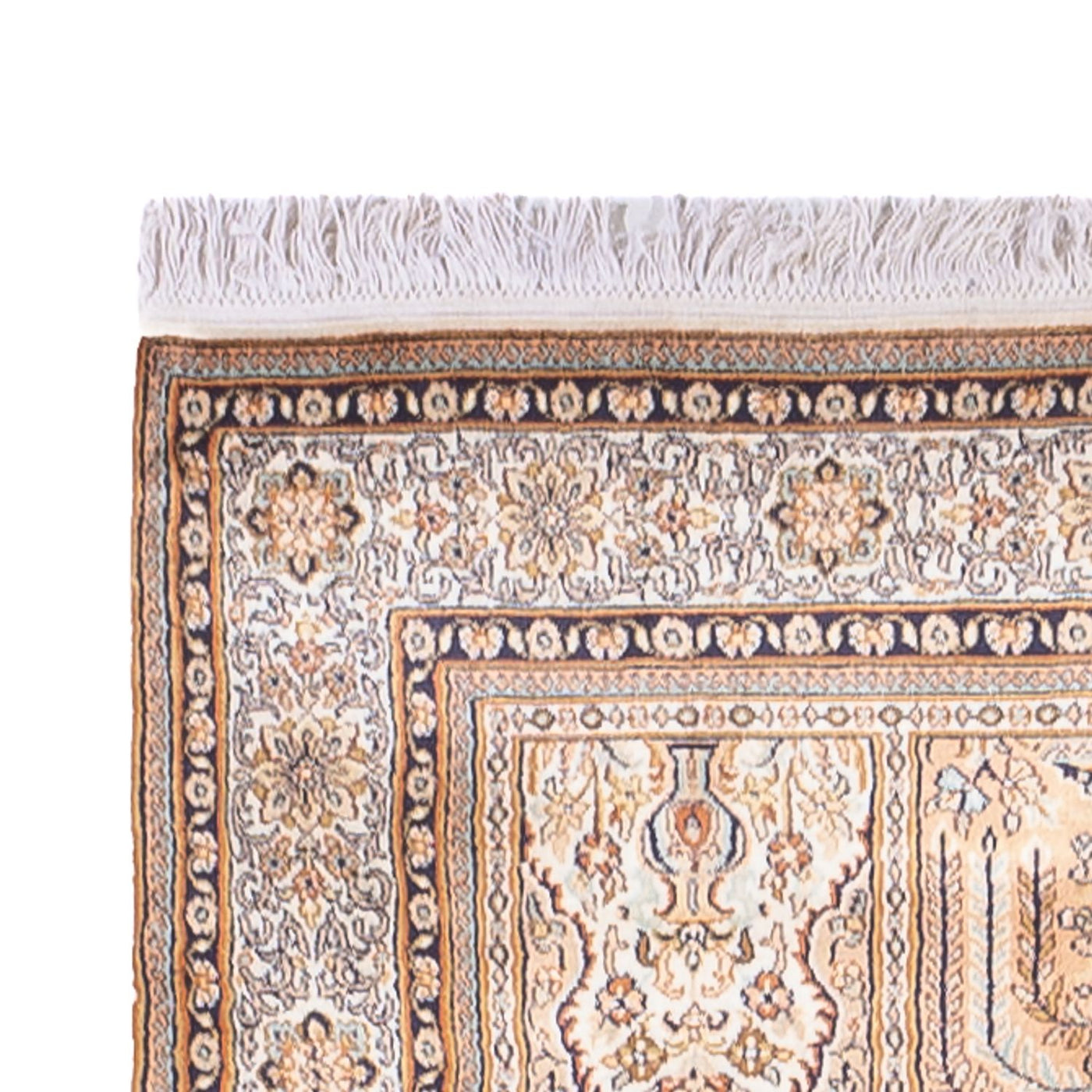 Tappeto corsia Tappeto di seta - Seta del Kashmir - 452 x 97 cm - crema