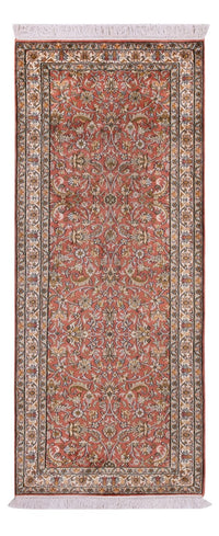 Tappeto corsia Tappeto di seta - Seta del Kashmir - 188 x 78 cm - rosso chiaro