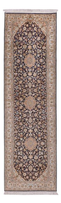 Tappeto corsia Tappeto di seta - Seta del Kashmir - 264 x 76 cm - beige scuro