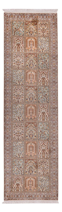 Tappeto corsia Tappeto di seta - Seta del Kashmir - 287 x 80 cm - beige scuro
