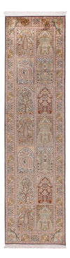 Tapis en soie du Cachemire Tapis 78x296cm - Tapis oriental - beige foncé - Tapis de couloir / Beige foncé / 78 x 296 cm Tapis de couloir