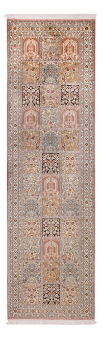 Tappeto corsia Tappeto di seta - Seta del Kashmir - 280 x 80 cm - beige scuro