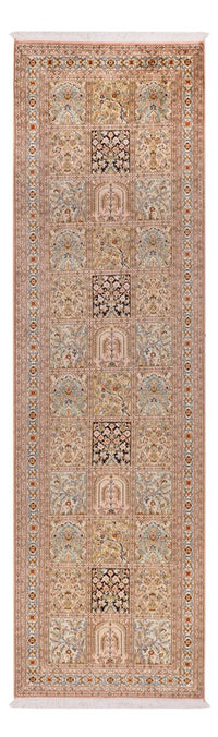 Tappeto corsia Tappeto di seta - Seta del Kashmir - 282 x 79 cm - beige scuro