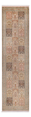 Tapis en soie du Cachemire Tapis 81x310cm - Tapis oriental - Tapis de couloir / Beige foncé / 81 x 310 cm Tapis de couloir