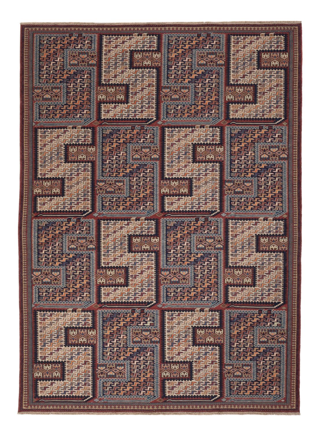 Kelim Teppich - Oriental - Soumak - 216 x 152 cm - dunkelbeige