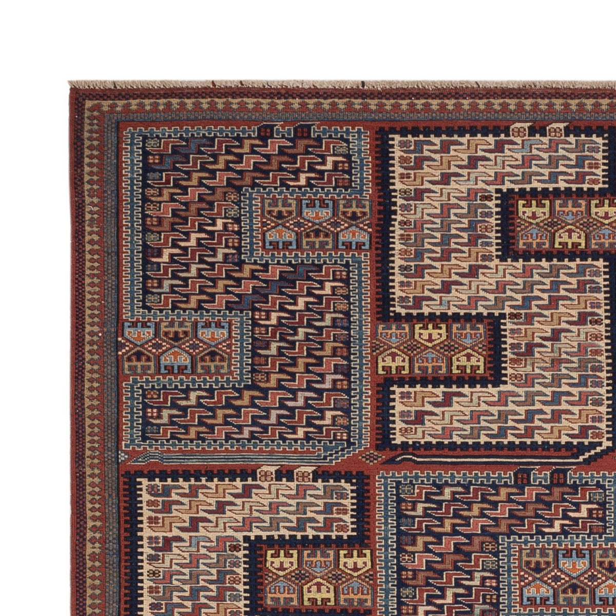 Kelim Teppich - Oriental - Soumak - 205 x 166 cm - dunkelbeige