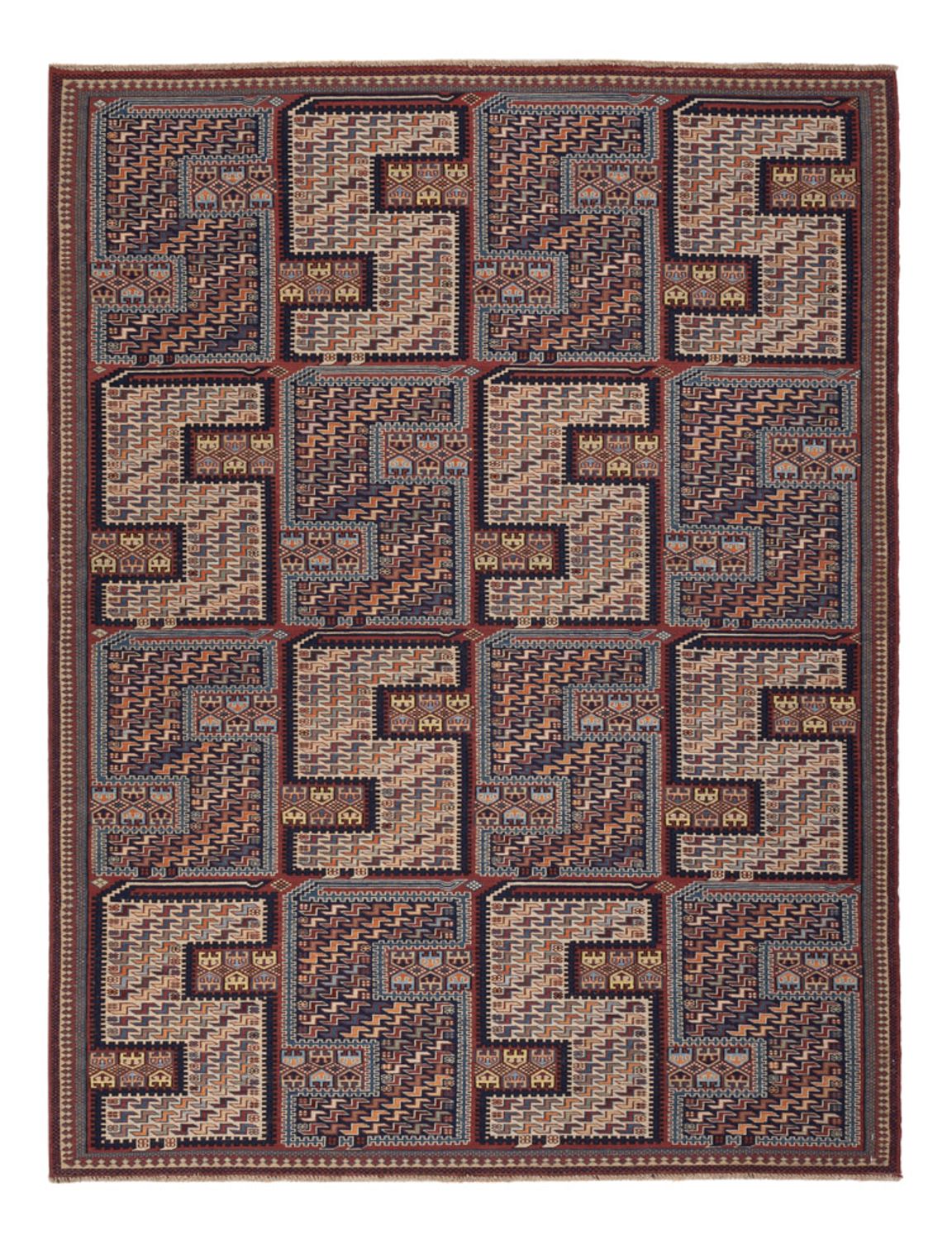 Kelim Teppich - Oriental - Soumak - 209 x 166 cm - dunkelbeige