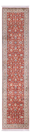 Tapis en soie du Cachemire Tapis 79x363cm - Tapis oriental - rouge - Tapis de couloir / Rouge / 79 x 363 cm Tapis de couloir