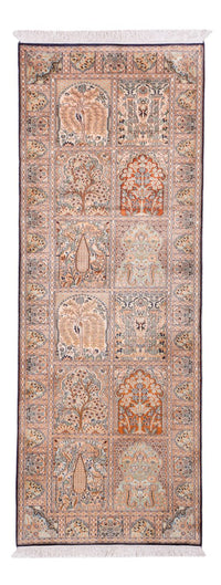 Tappeto corsia Tappeto di seta - Seta del Kashmir - 236 x 80 cm - beige scuro