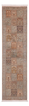 Tapis en soie du Cachemire Tapis 77x301cm - Tapis oriental - beige foncé - Tapis de couloir / Beige foncé / 77 x 301 cm Tapis de couloir