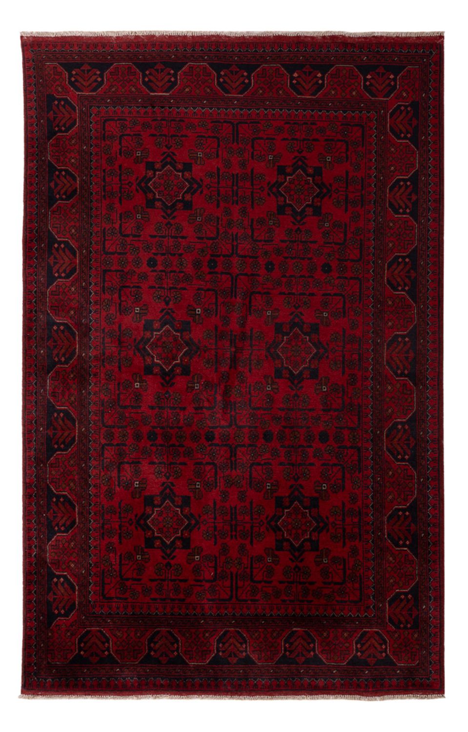 Afghan Teppich - Kunduz - 199 x 124 cm - dunkelrot