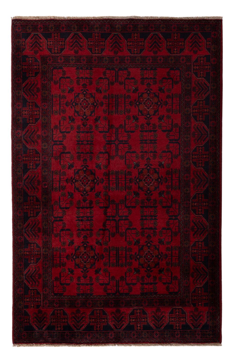 Afghan Teppich - Kunduz - 201 x 129 cm - dunkelrot