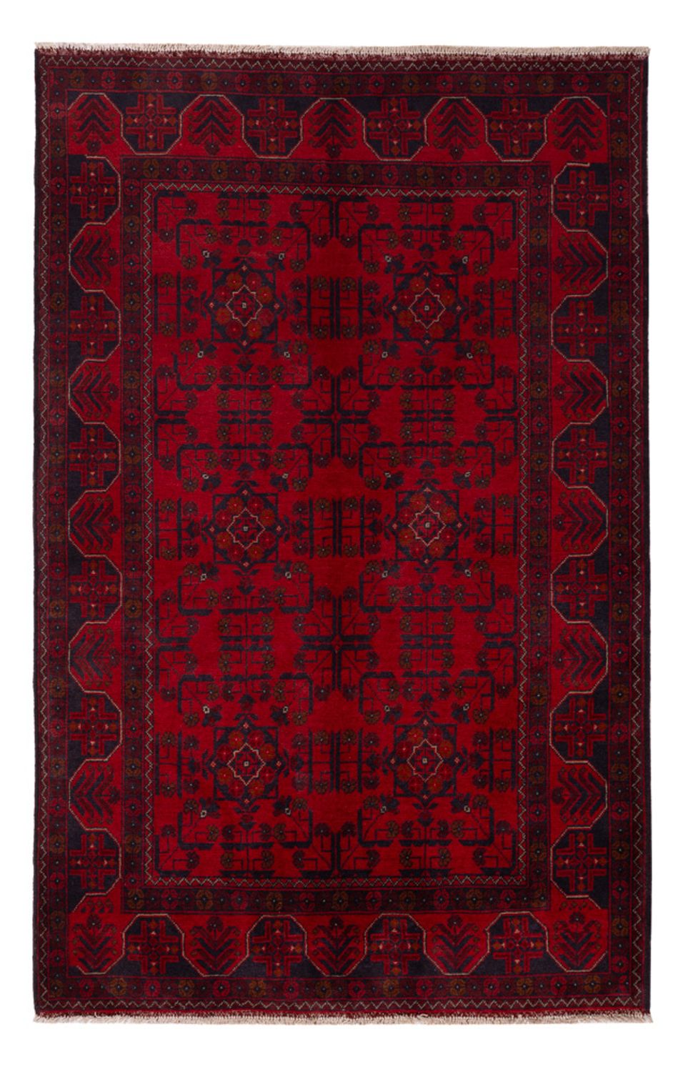 Afghan Teppich - Kunduz - 201 x 126 cm - dunkelrot