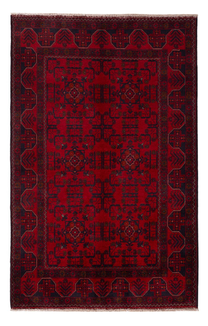 Afghan Teppich - Kunduz - 201 x 126 cm - dunkelrot