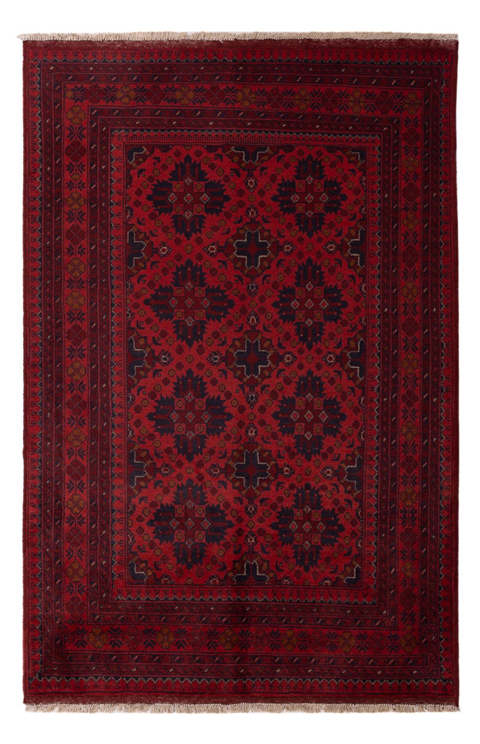 Afghan Teppich - Kunduz - 198 x 124 cm - dunkelrot