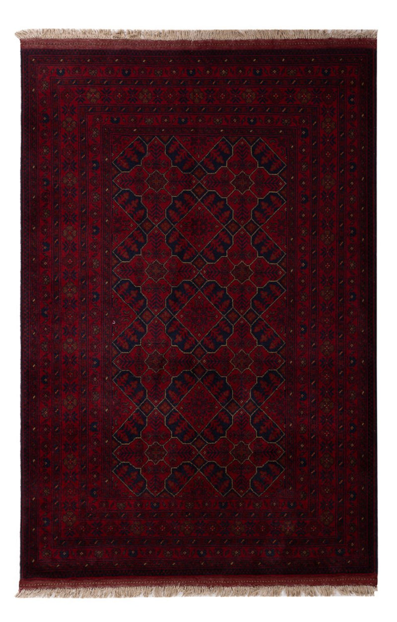 Afghan Teppich - Kunduz - 196 x 126 cm - dunkelrot