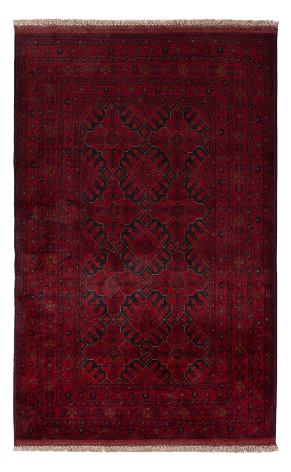 Afghan Teppich - Kunduz - 201 x 128 cm - dunkelrot