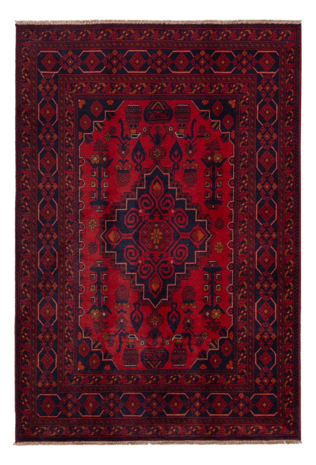 Afghan Teppich - Kunduz - 197 x 127 cm - dunkelrot