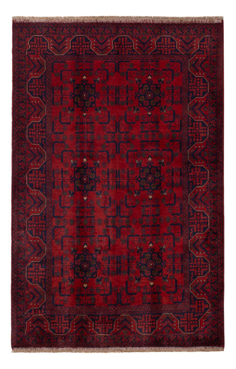 Afghan Teppich - Kunduz - 199 x 132 cm - dunkelrot