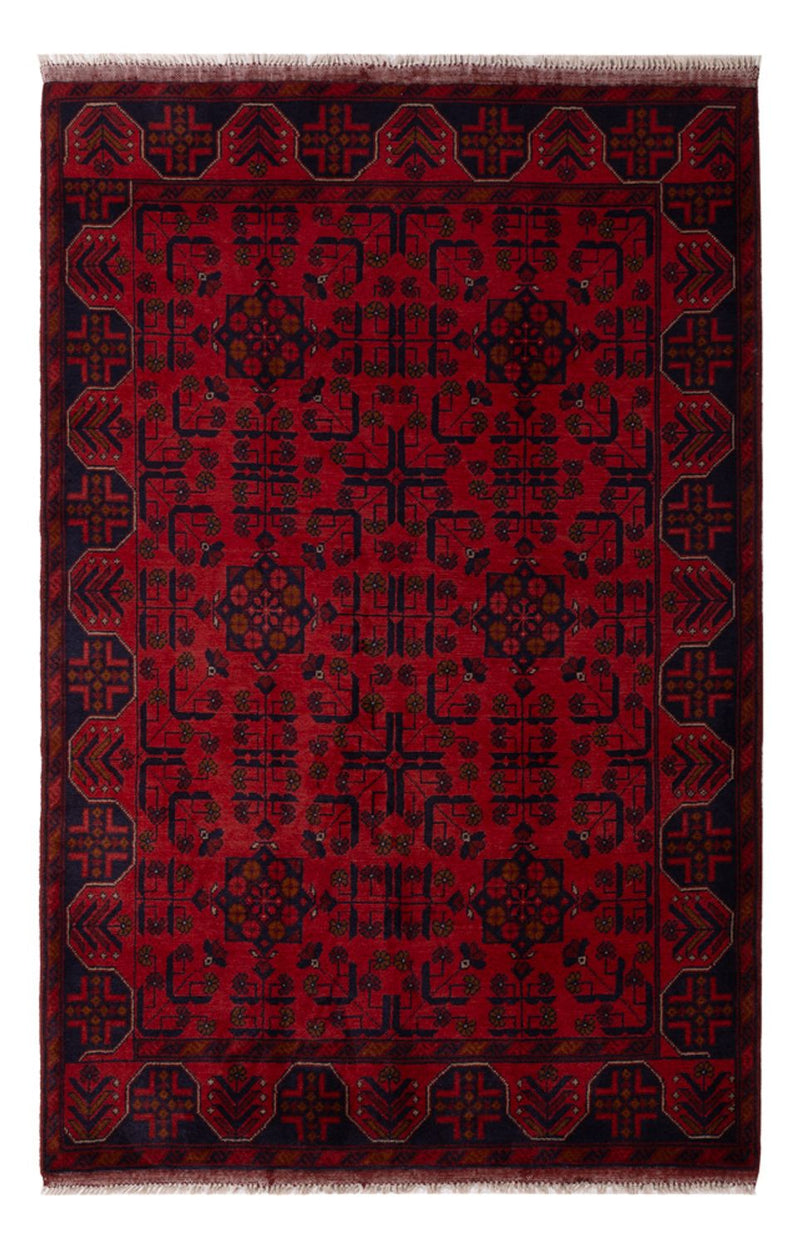 Afghan Teppich - Kunduz - 196 x 130 cm - dunkelrot