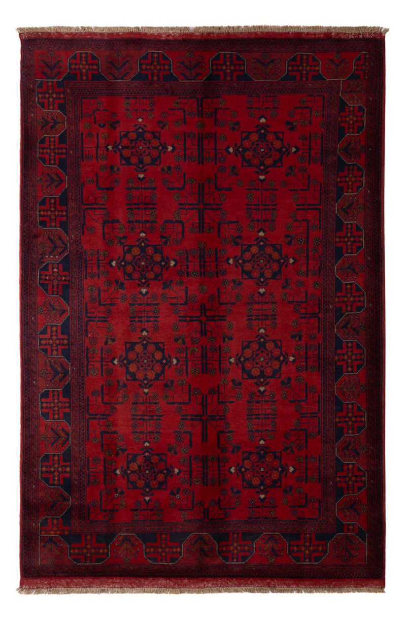 Afghan Teppich - Kunduz - 198 x 130 cm - dunkelrot