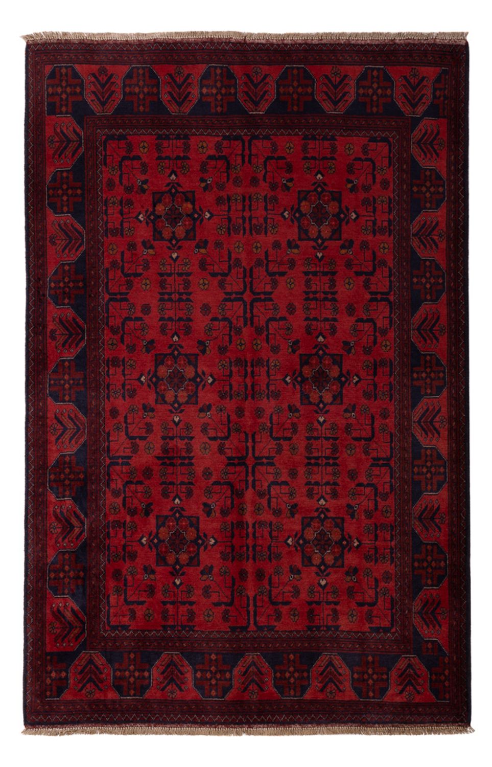 Afghan Teppich - Kunduz - 193 x 127 cm - dunkelrot