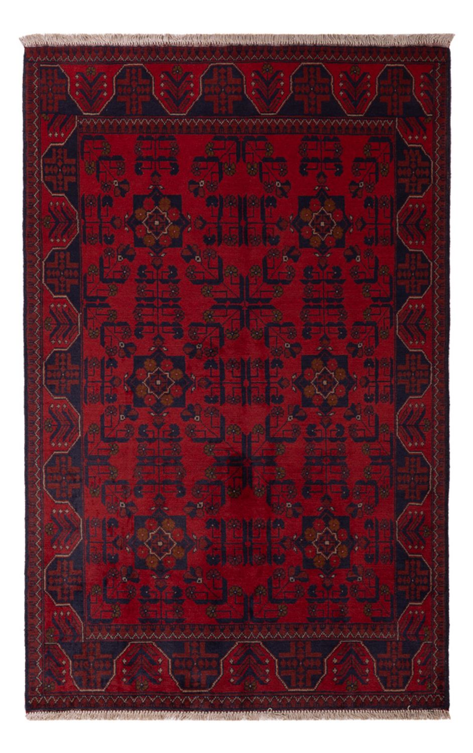 Afghan Teppich - Kunduz - 196 x 121 cm - dunkelrot