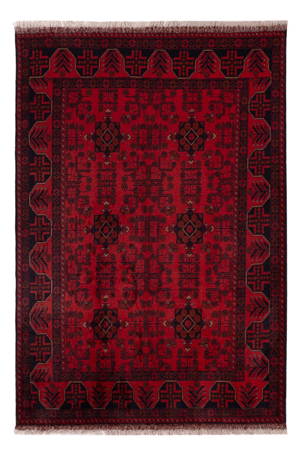 Afghan Teppich - Kunduz - 195 x 125 cm - dunkelrot