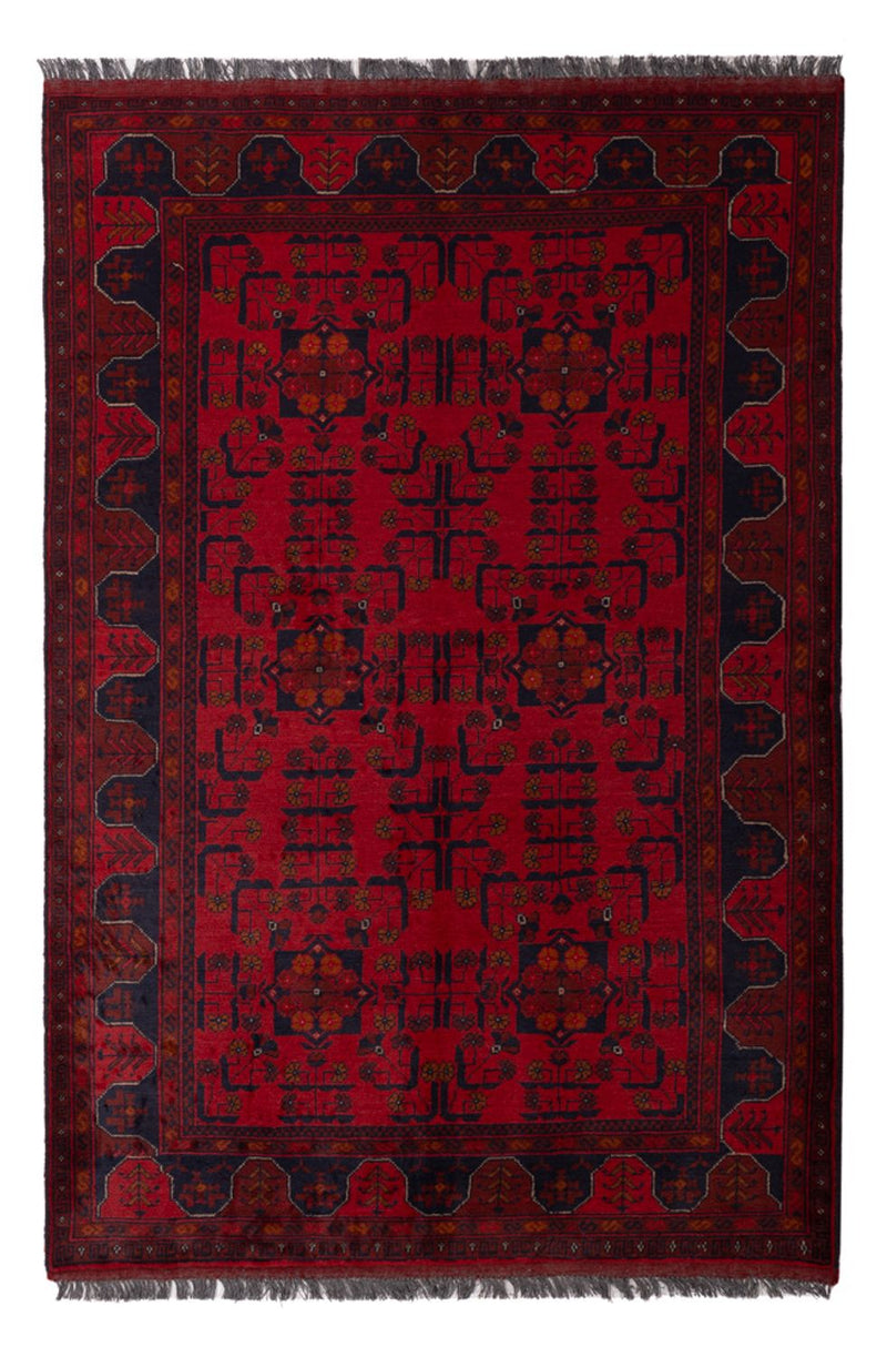 Afghan Teppich - Kunduz - 189 x 129 cm - dunkelrot