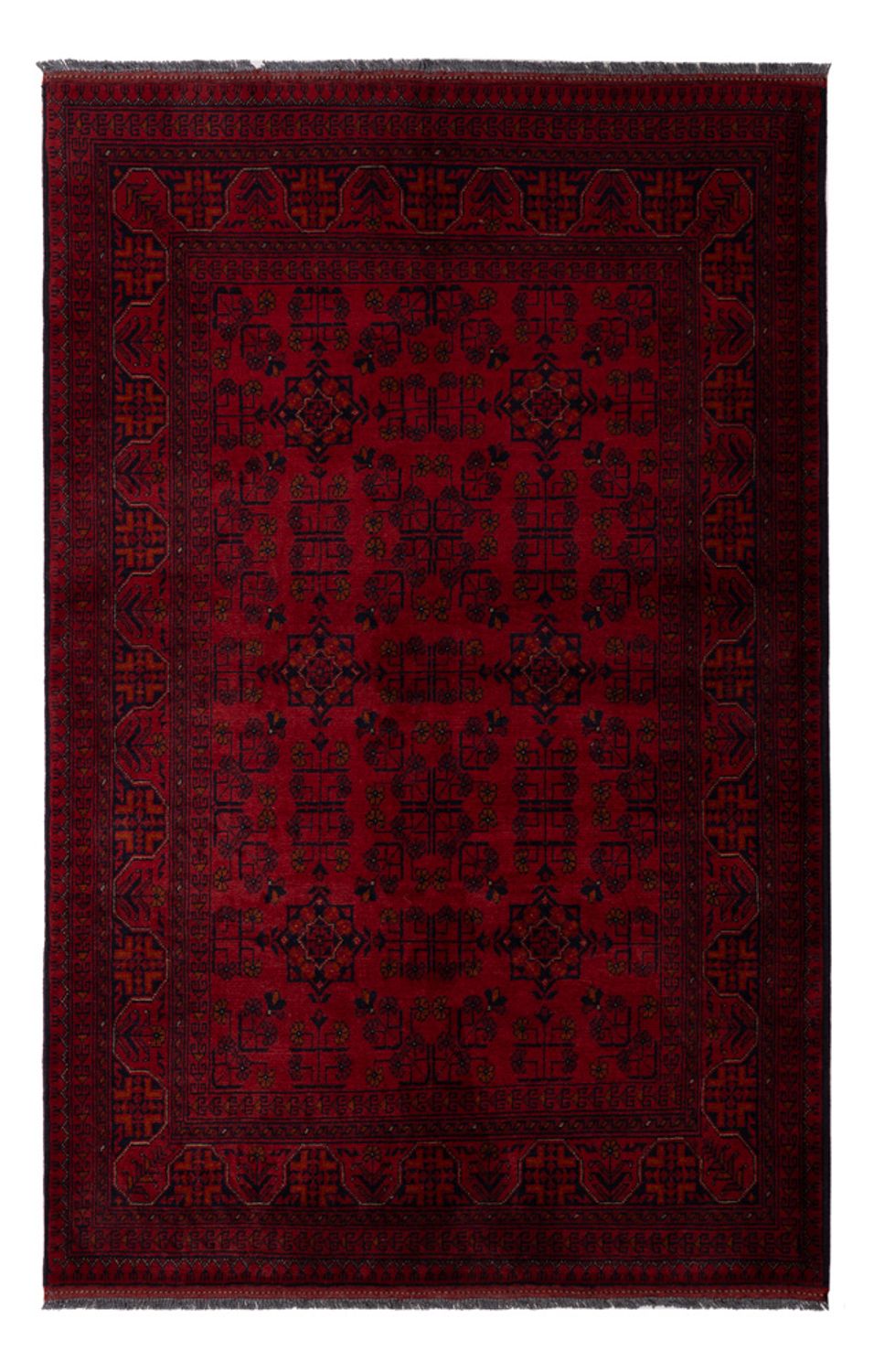 Afghan Teppich - Kunduz - 198 x 129 cm - dunkelrot