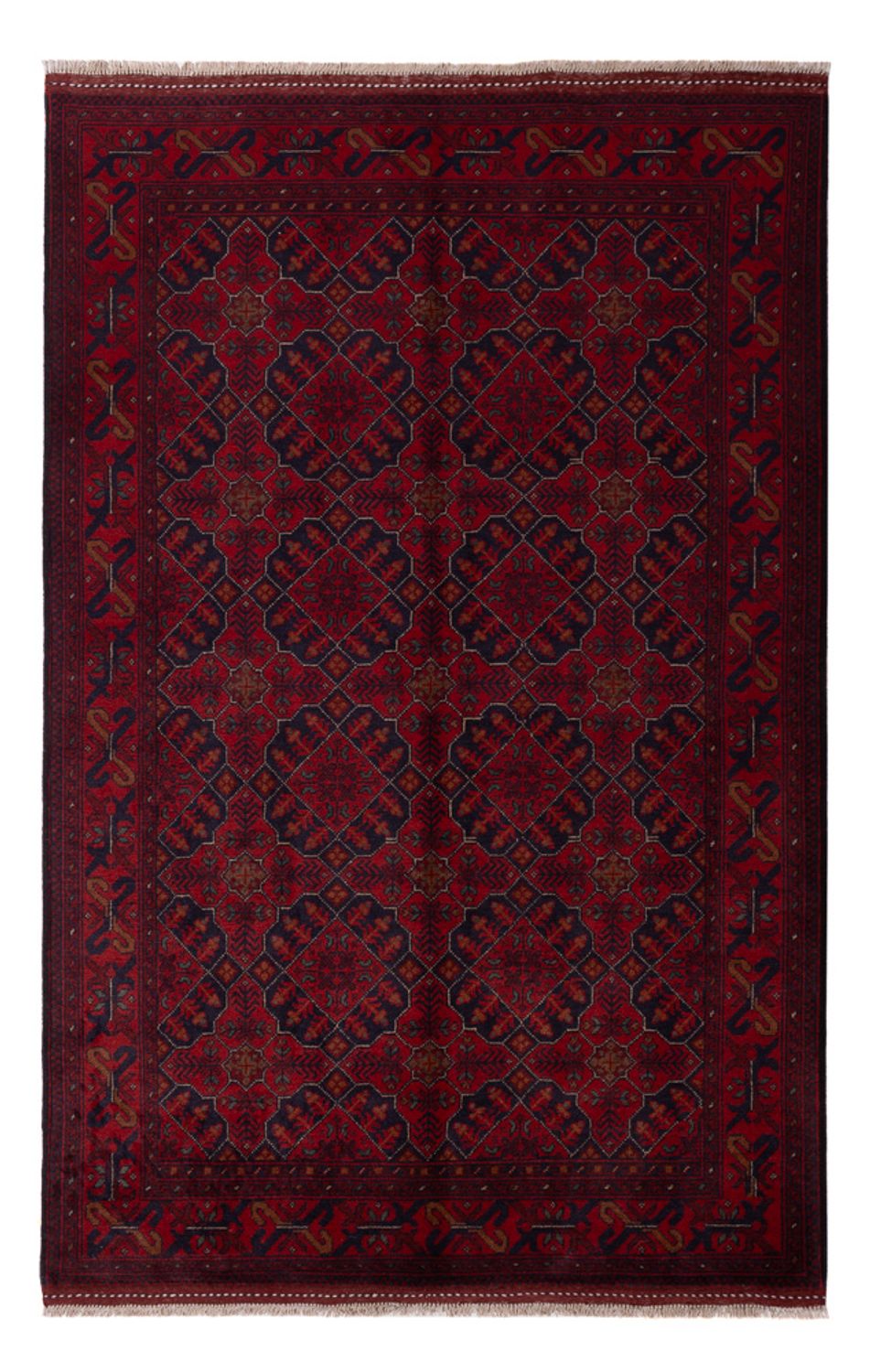 Afghan Teppich - Kunduz - 196 x 123 cm - dunkelrot