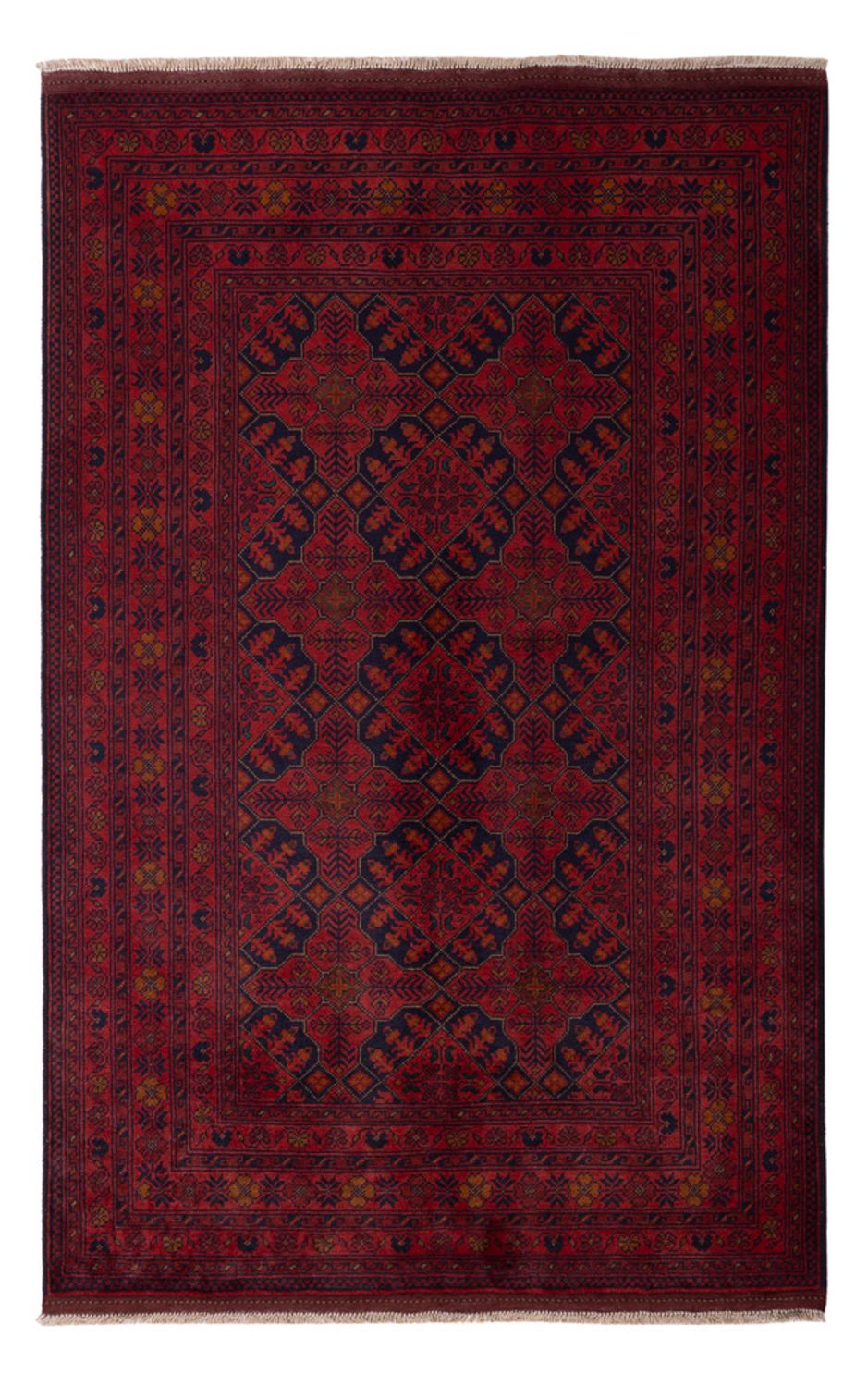 Afghan Teppich - Kunduz - 193 x 124 cm - dunkelrot