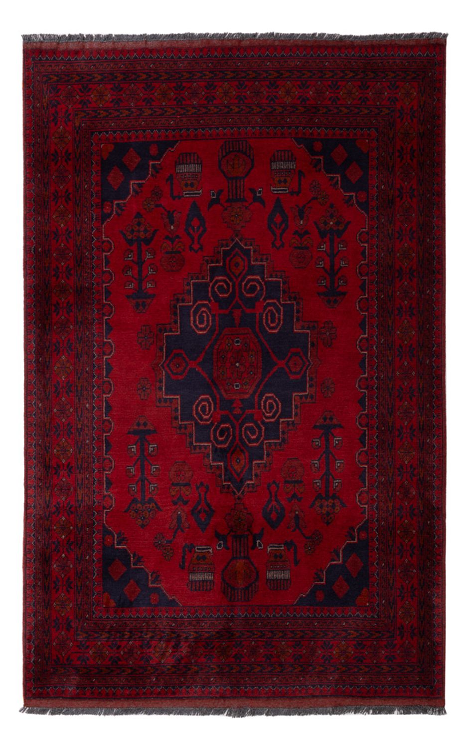 Afghan Teppich - Kunduz - 190 x 121 cm - dunkelrot