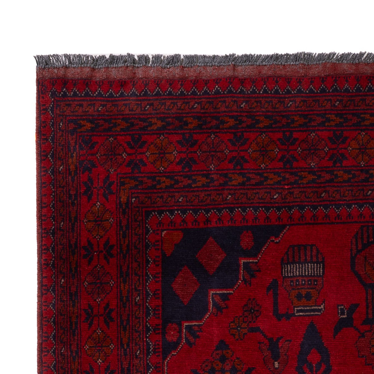 Afghan Teppich - Kunduz - 190 x 121 cm - dunkelrot