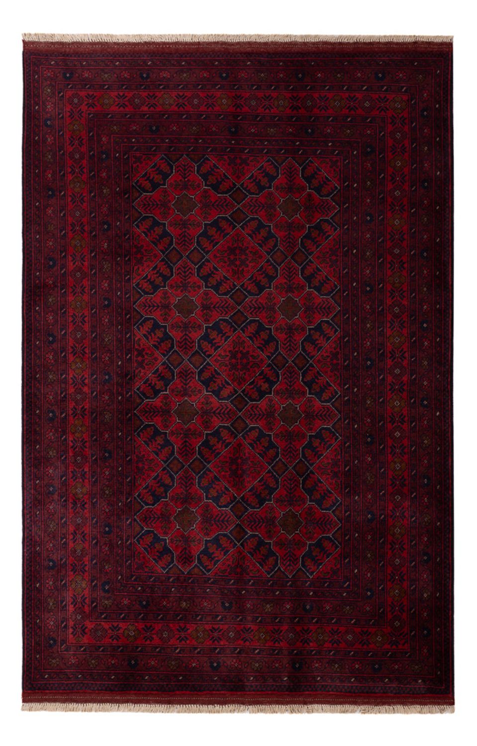 Afghan Teppich - Kunduz - 193 x 125 cm - dunkelrot