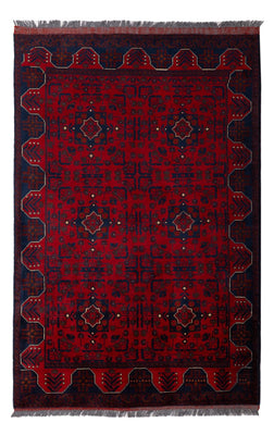 Afghan Teppich - Kunduz - 194 x 126 cm - dunkelrot