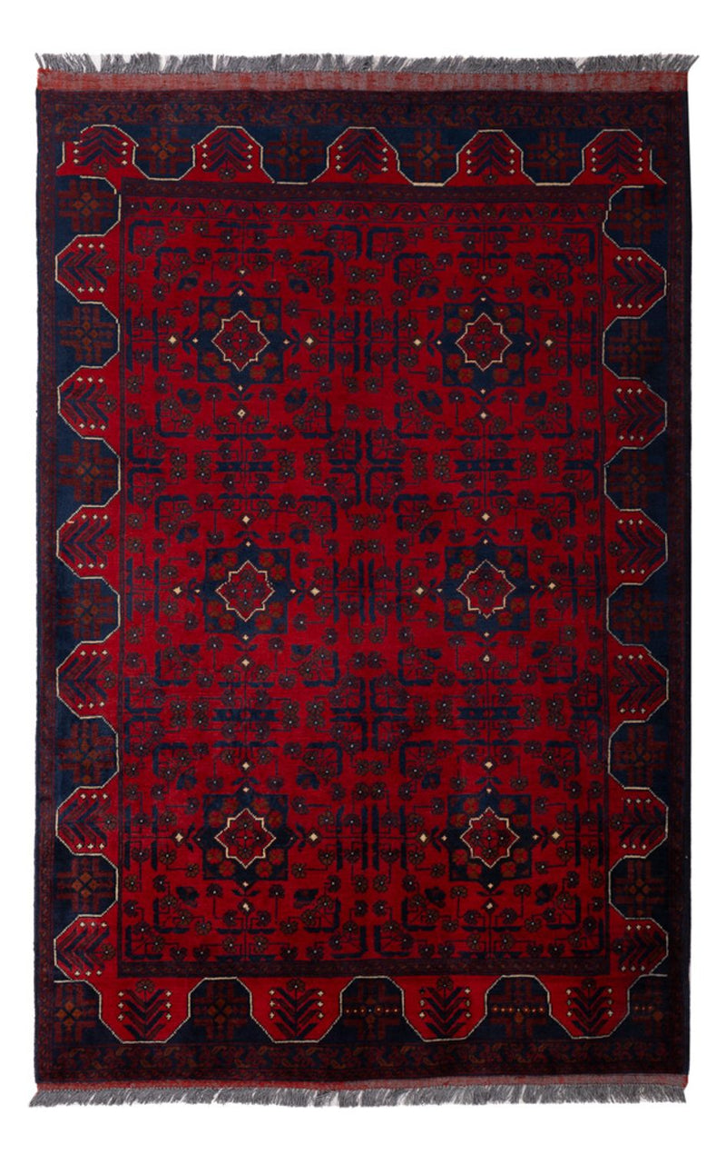 Afghan Teppich - Kunduz - 194 x 126 cm - dunkelrot
