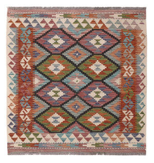 Kelim Teppich - Splash quadratisch  - 104 x 97 cm - mehrfarbig