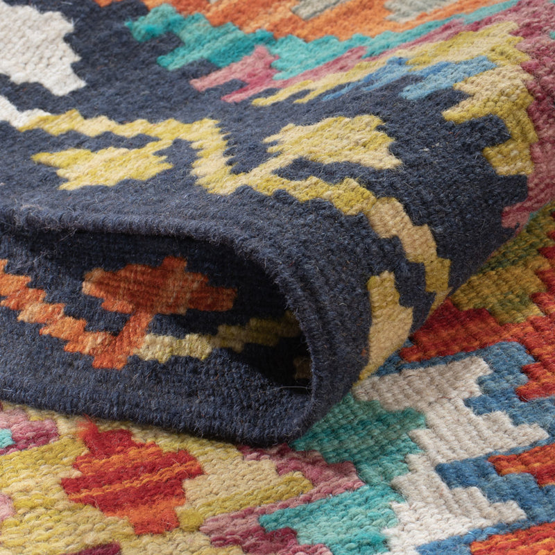 Läufer Kelim - Splash - 197 x 86 cm - mehrfarbig