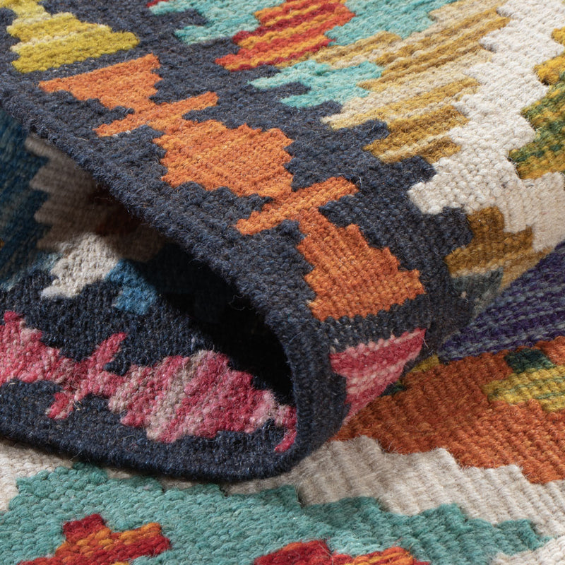 Läufer Kelim - Splash - 202 x 67 cm - mehrfarbig