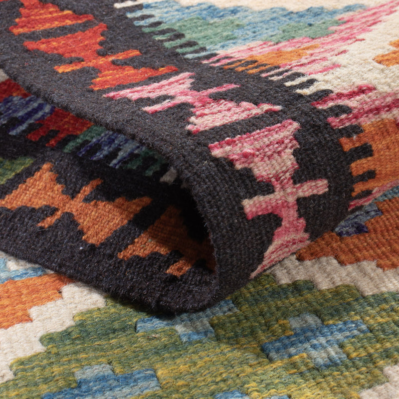 Läufer Kelim - Splash - 197 x 63 cm - mehrfarbig