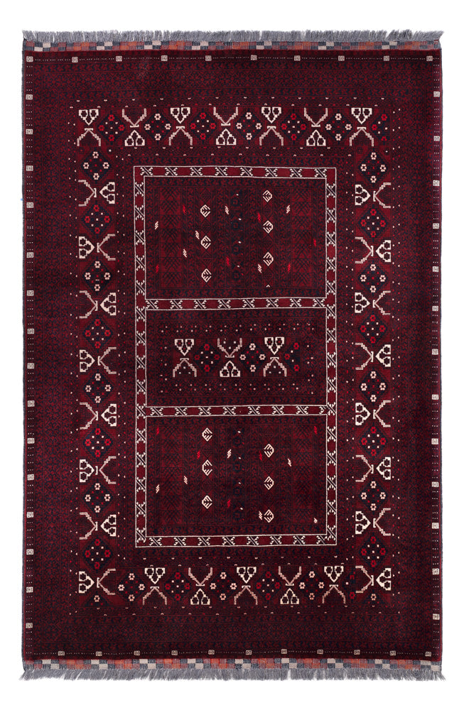 Afghan Teppich - 245 x 167 cm - dunkelrot