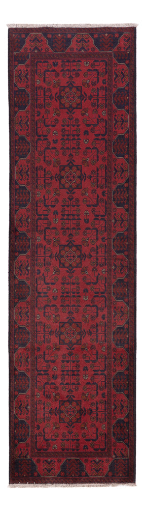 Läufer Afghan - Kunduz - 295 x 79 cm - dunkelrot